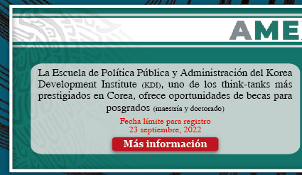 Convocatoria AMEXCID 1 - KDI Escuela de políticas públicas y gestión (Oportunidad educativa para funcionarios gubernamentales mexicanos)